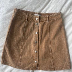 She + Sky / Light Brown Snap Button Up Mini Skirt / Size Small